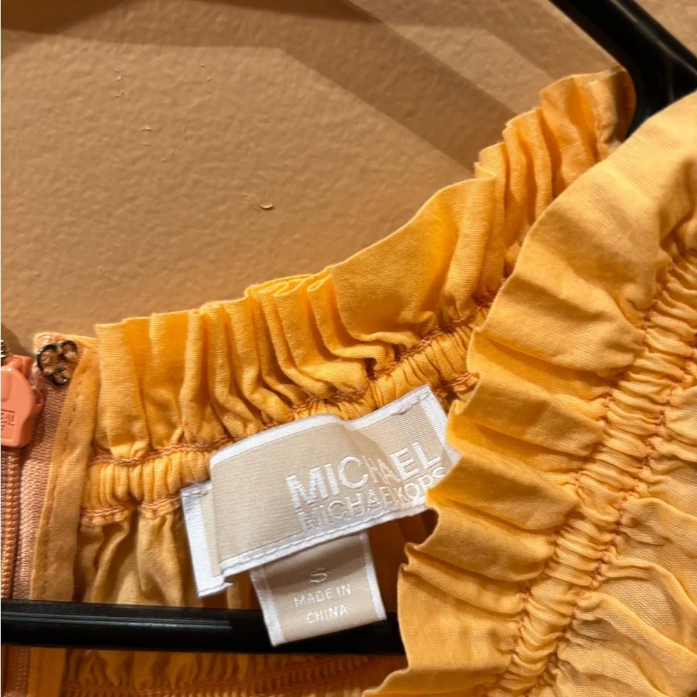 Michael Kors Orange Smocked Long Sleeve Dress Size Small